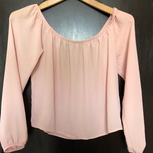 NEVER WORN Light Pink Chiffon Off the shoulder Top